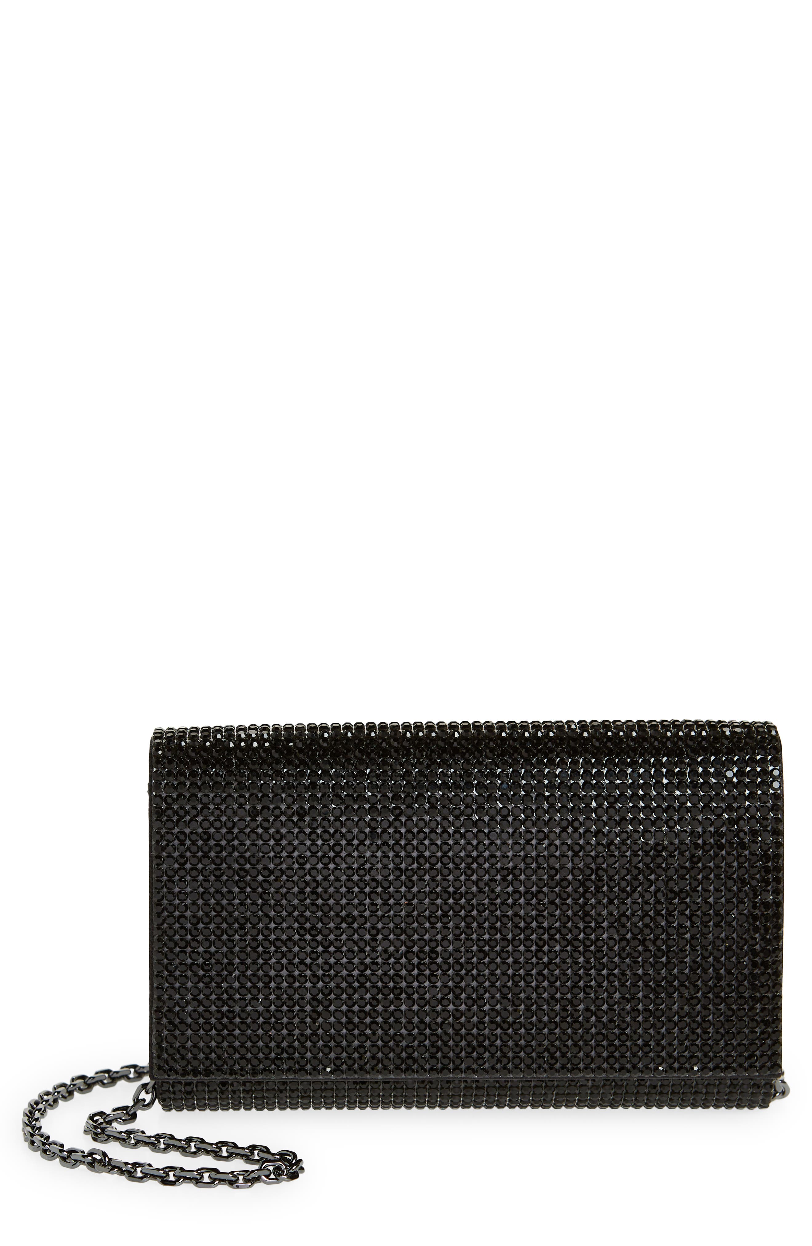 JUDITH LEIBER COUTURE Fizzy Beaded Clutch, Main, color, Ebonized Jet