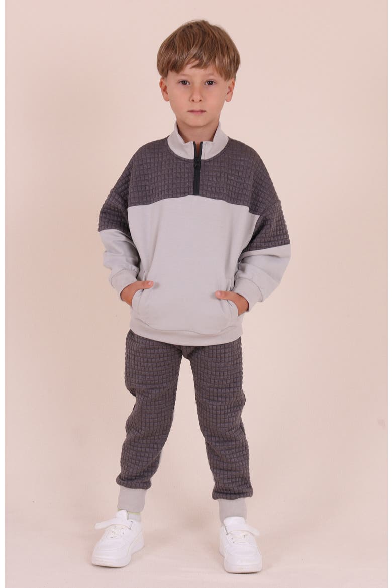 Kids' Quarter Zip Sweatshirt, Alternate, color, GREY