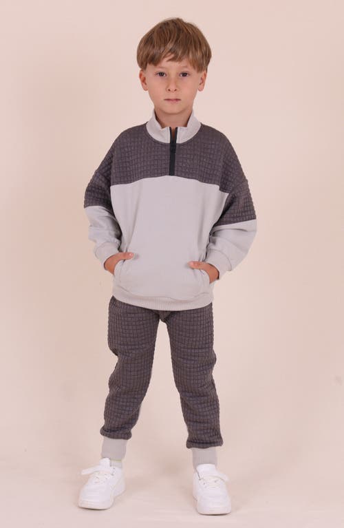 Tiny Tribe Kids' Quarter Zip Sweatshirt In Gray
