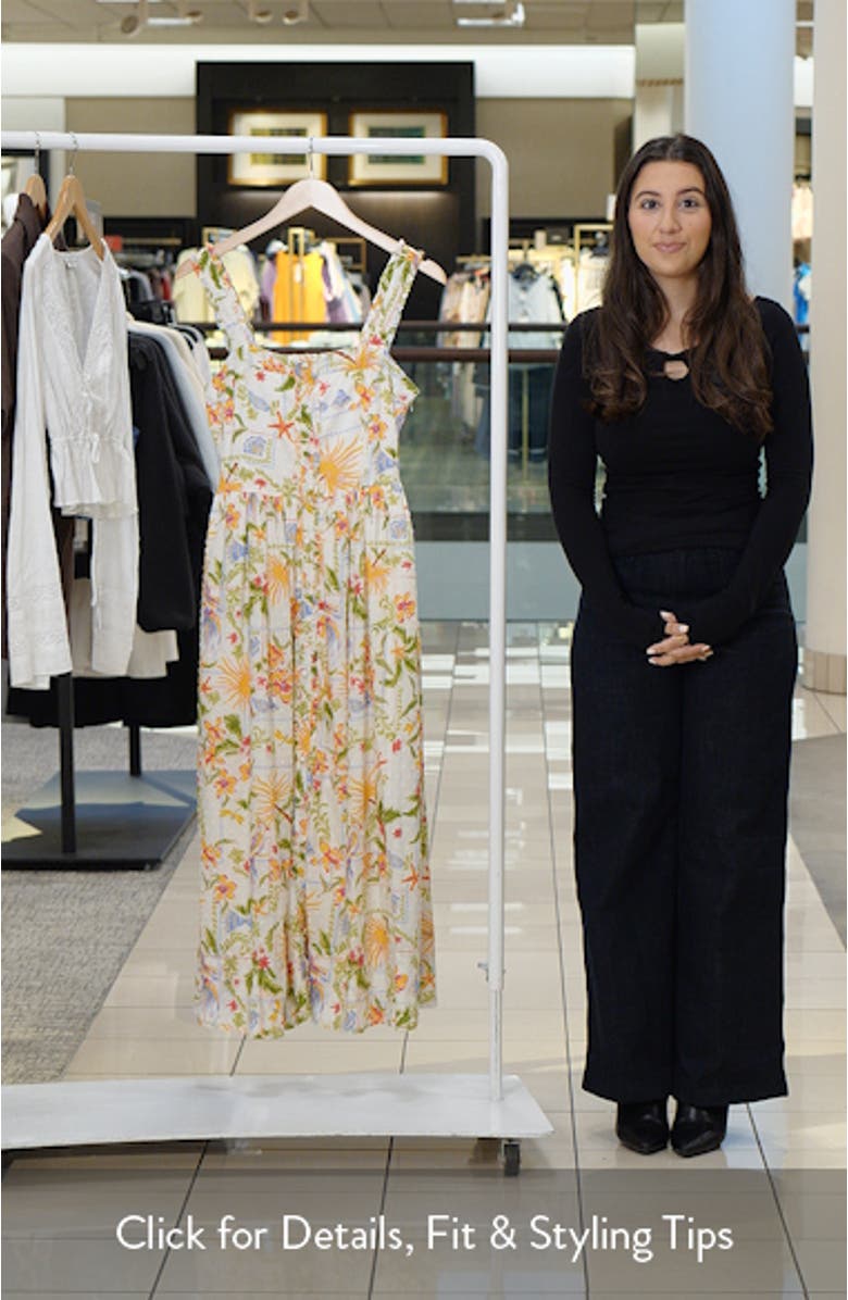 Embroidered Print Sleeveless Midi Dress, sales video thumbnail