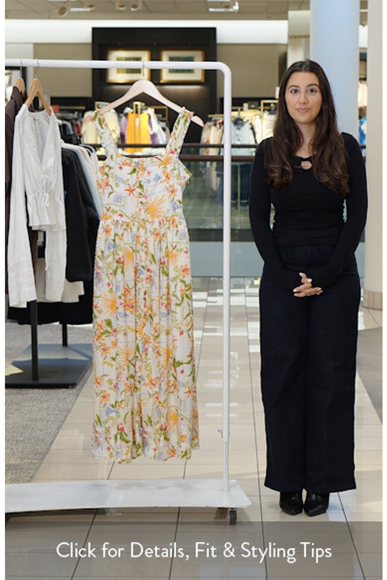 Embroidered Print Sleeveless Midi Dress video