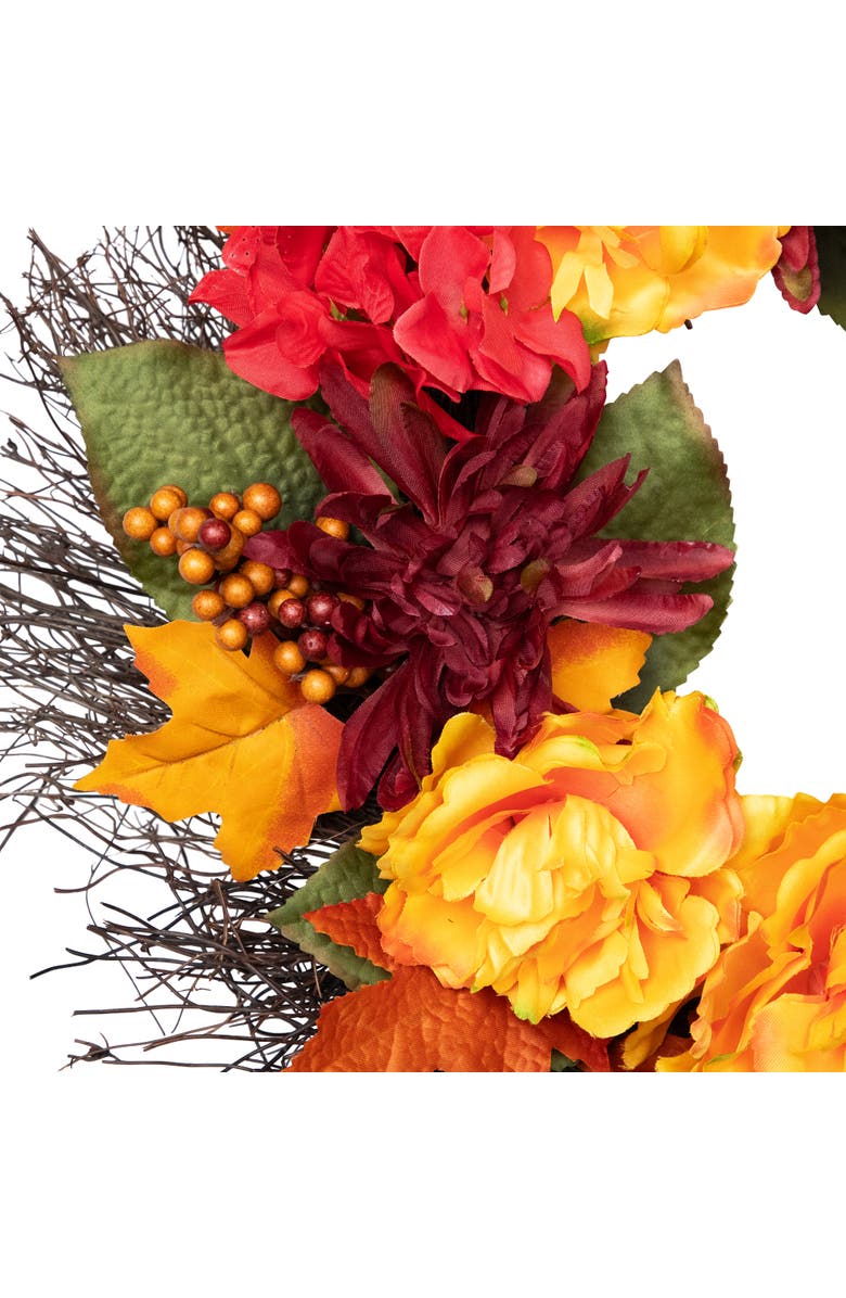 Northlight Peony and Mum Artificial Fall Harvest Wreath - 24", Alternate, color, 