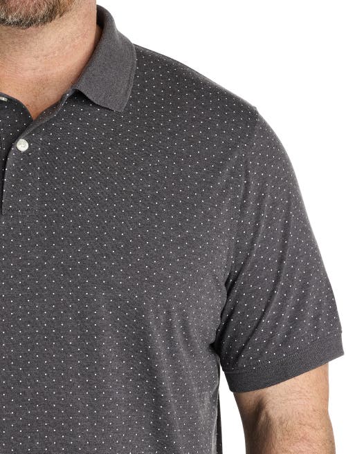 Harbor Bay By Dxl Big & Tall Pin Dot Printed Polo Shirt In Grey Heather