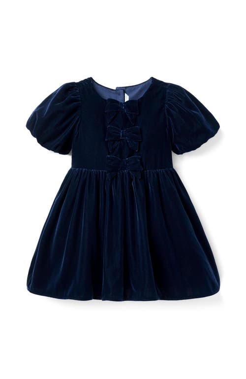 Janie And Jack The Velvet Bow Dress In Blue