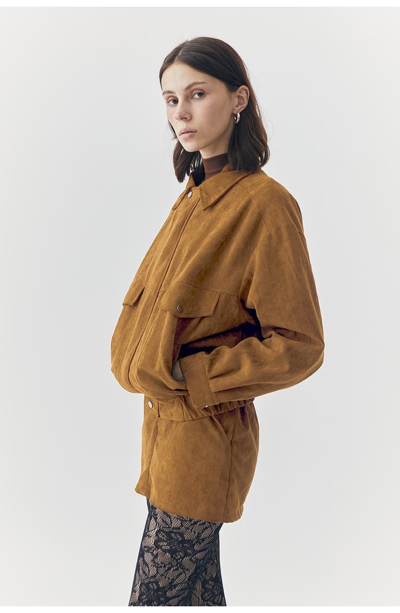 ATS Remi Suede Jacket And Skort Set, Alternate, color, Light Brown