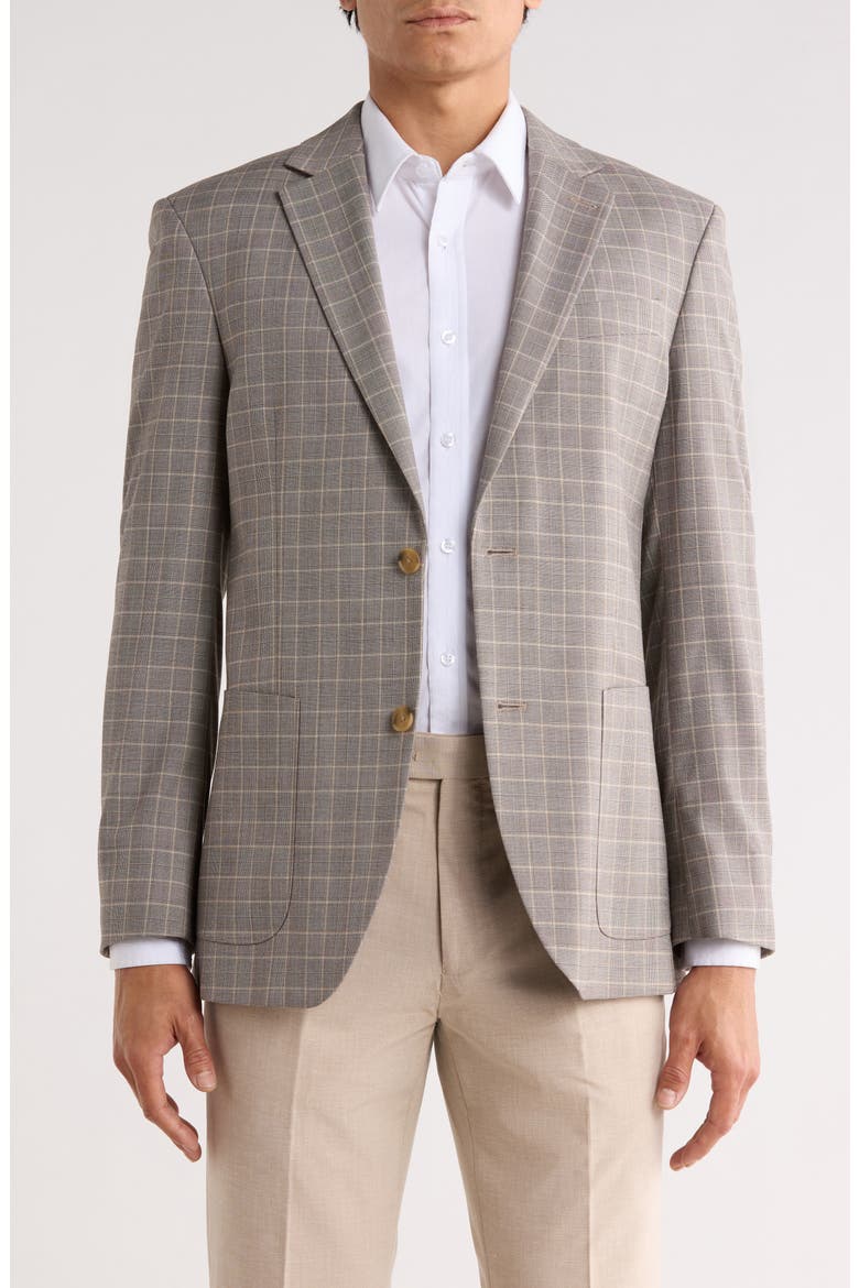 Trim Fit Twill Sport Coat, Main, color, TAN GLEN PLAID