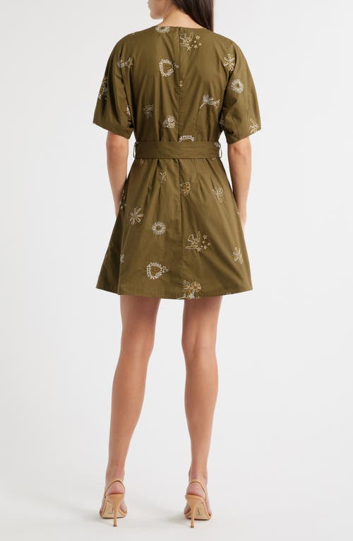 Ciebon Zahra Embroidered Flare Minidress In Green