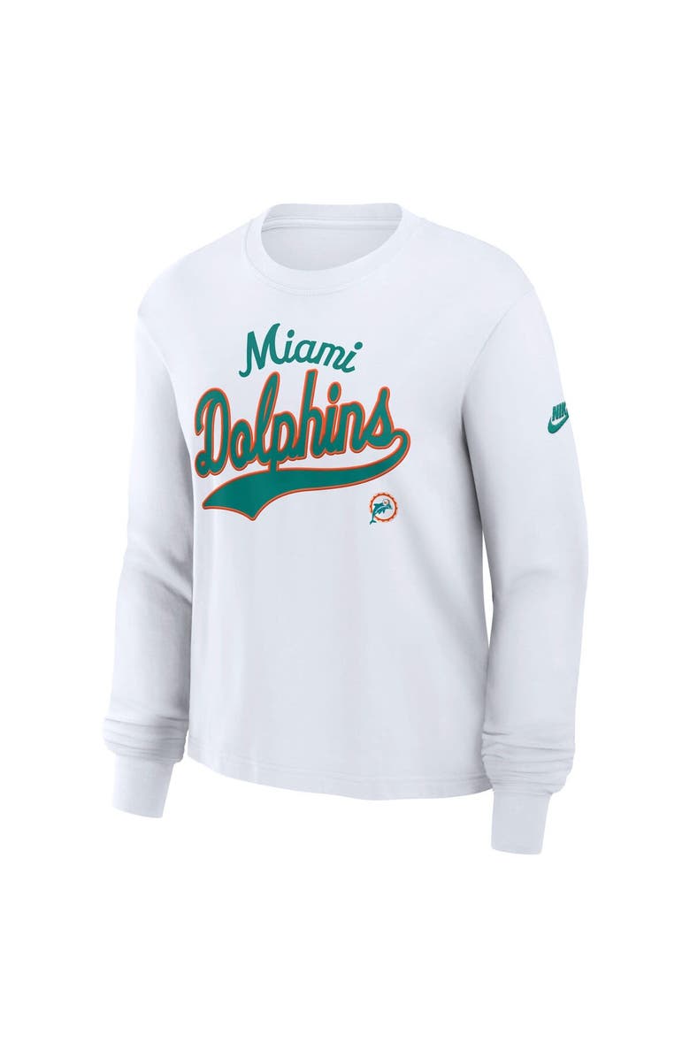 Nike Women's Nike White Miami Dolphins Essential Long Sleeve Boxy T-Shirt, Alternate, color, White