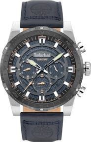 Timberland Fitzwilliam Multifunction Leather Strap Watch, 46mm