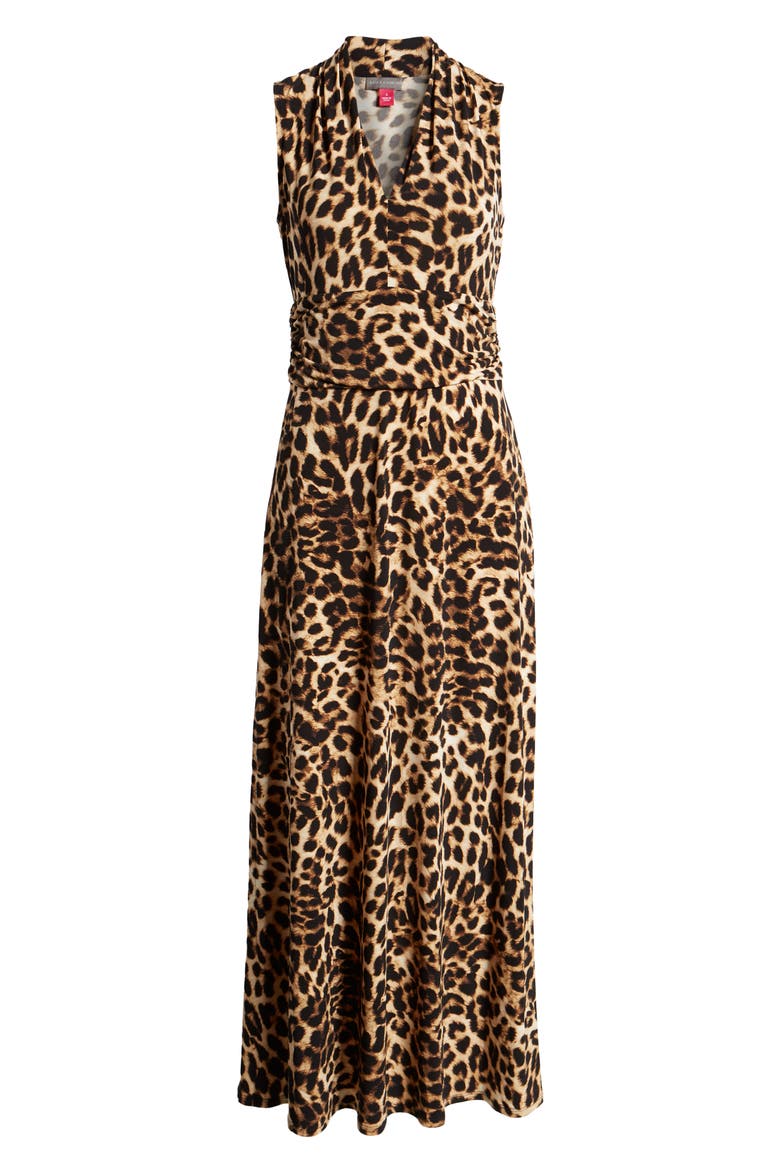 Exotic Animal Print Halter Neck Maxi Dress, Alternate, color, 060-RICH BLACK
