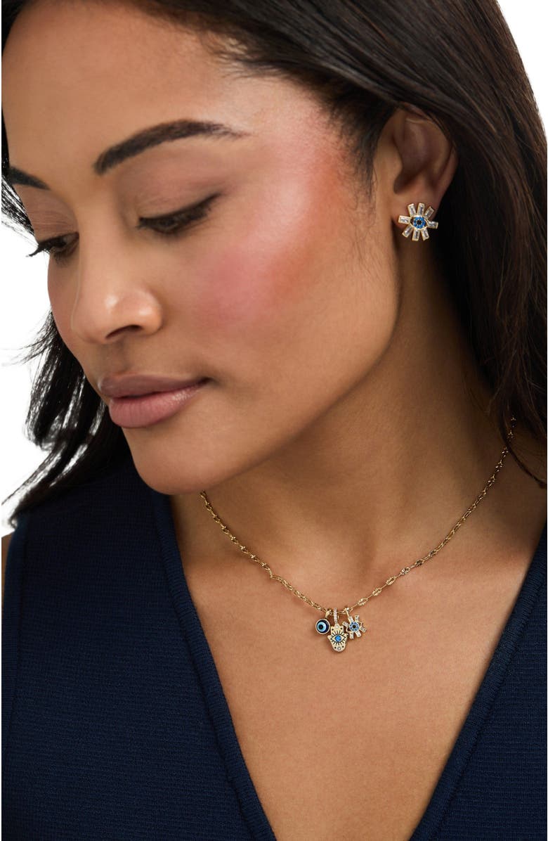 Alex and Ani Evil Eye Statement Stud, Alternate, color, Gold Blue