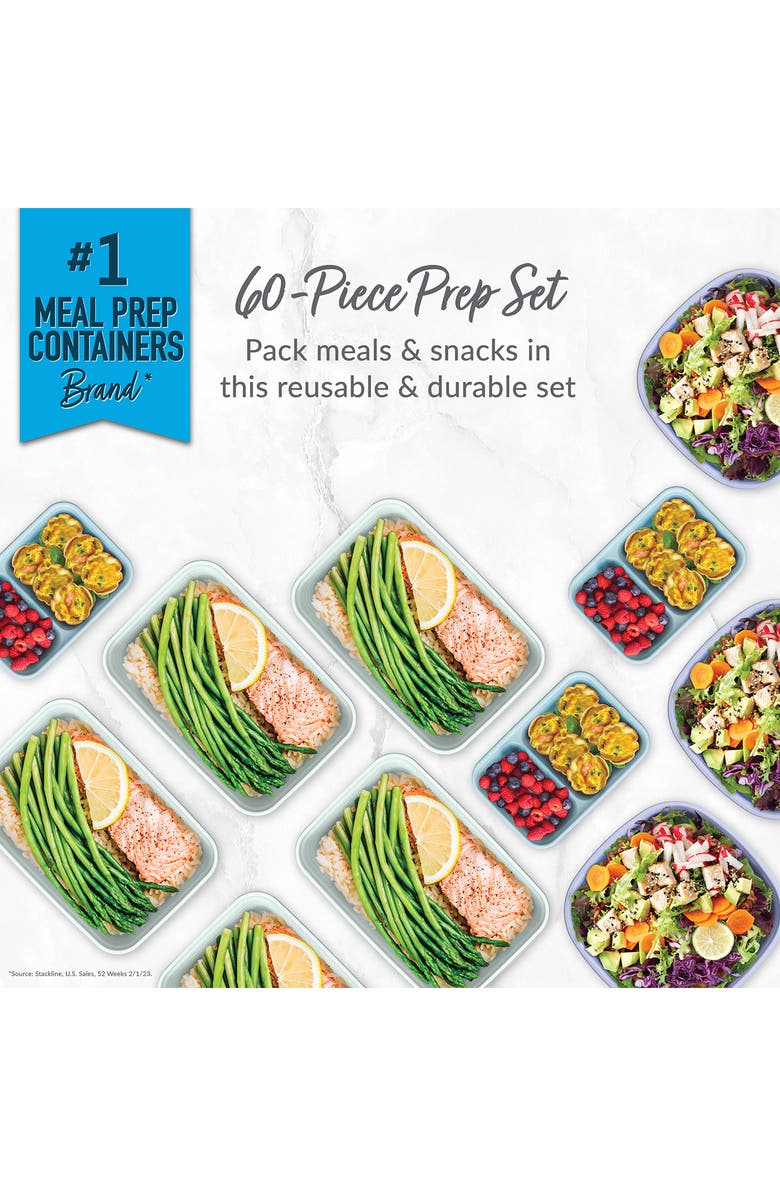 BENTGO Prep 60-Piece Meal Prep Kit, Alternate, color, Floral Pastels
