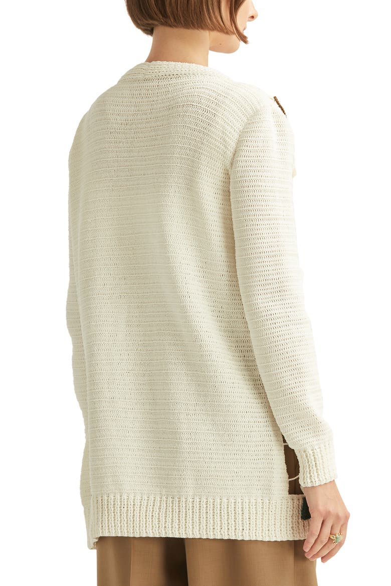 Magnolias Crochet Cotton Cardigan, Alternate, color, IVORY MULTI