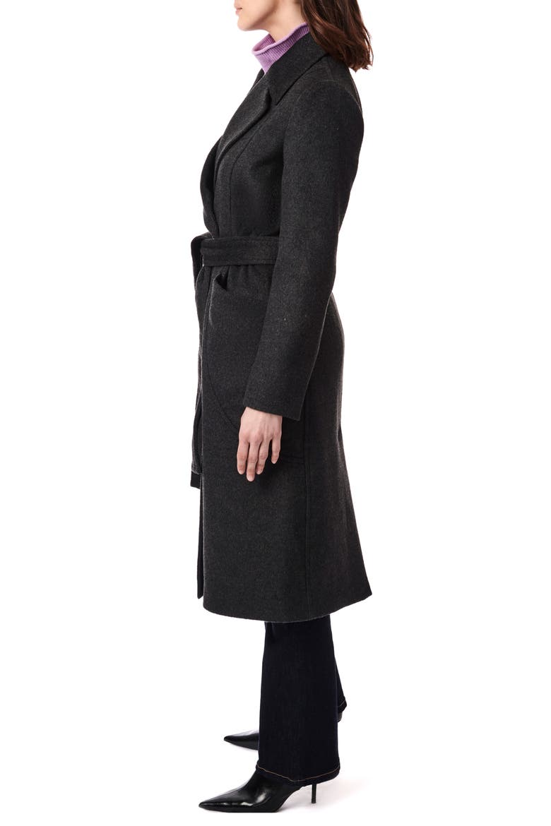 Belted Wool Blend Longline Coat, Alternate, color, DARK HEATHER GREY