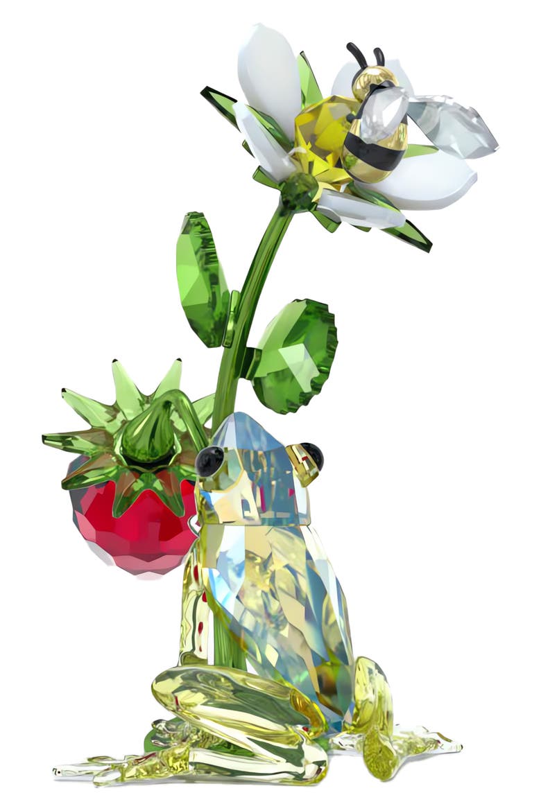 Idyllia Frog, Bee & Strawberry Crystal Figurine, Alternate, color, MULTICOLORED