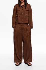 Bimba y Lola Linen Darted Straight-Fit Trousers
