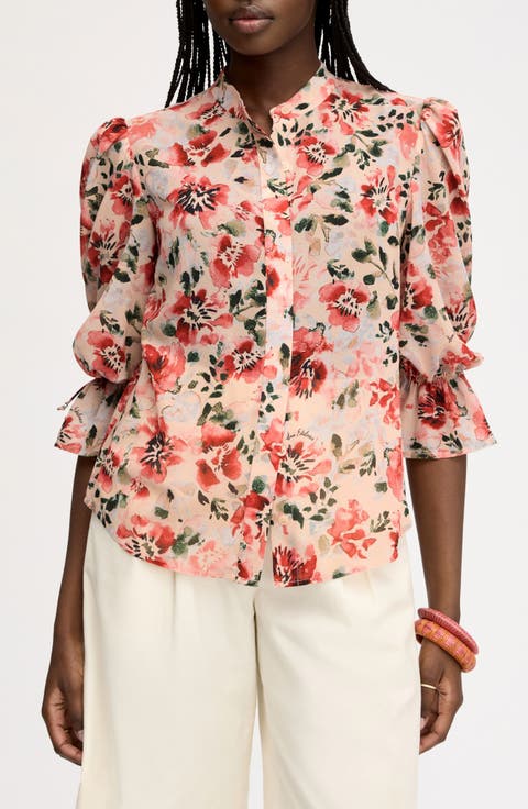 Floral Print Puff Sleeve Shirt