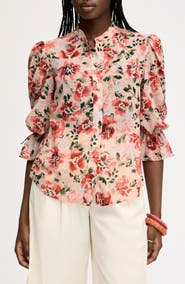 Sam Edelman Floral Print Puff Sleeve Shirt