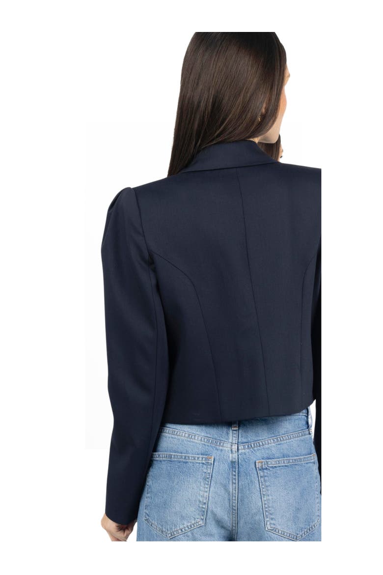 Diana Cropped Women Blazer, Alternate, color, Navy Blue