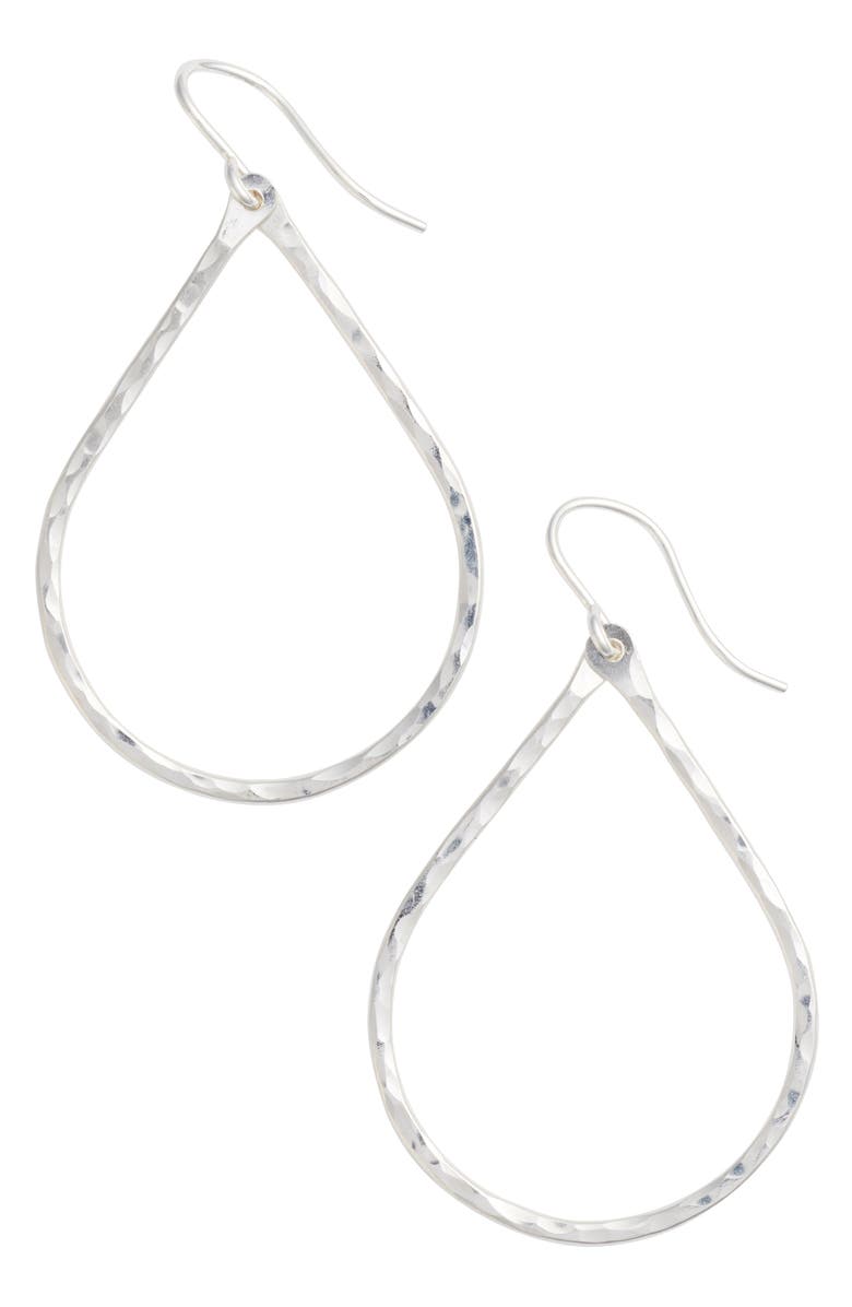 Nashelle Pure Small Hammered Teardrop Earrings, Main, color, Silver