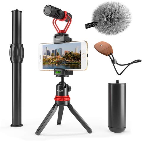 VXR10+ Smartphone Video Rig with Mini Tripod, Phone Grip, and Video Microphone