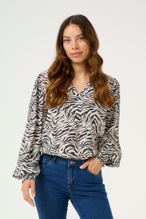 KAjodie V-neck Long Sleeve Blouse