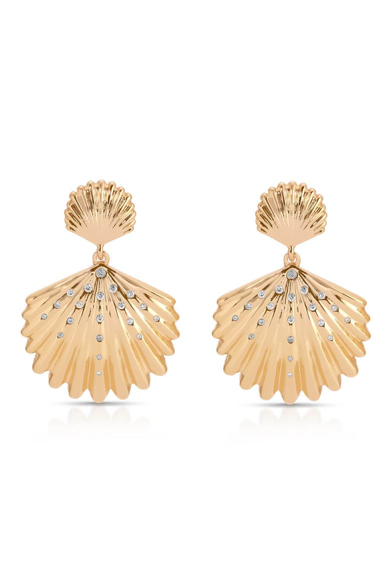 Sun Drenched Shell Drop Earrings, Main, color, GOLD