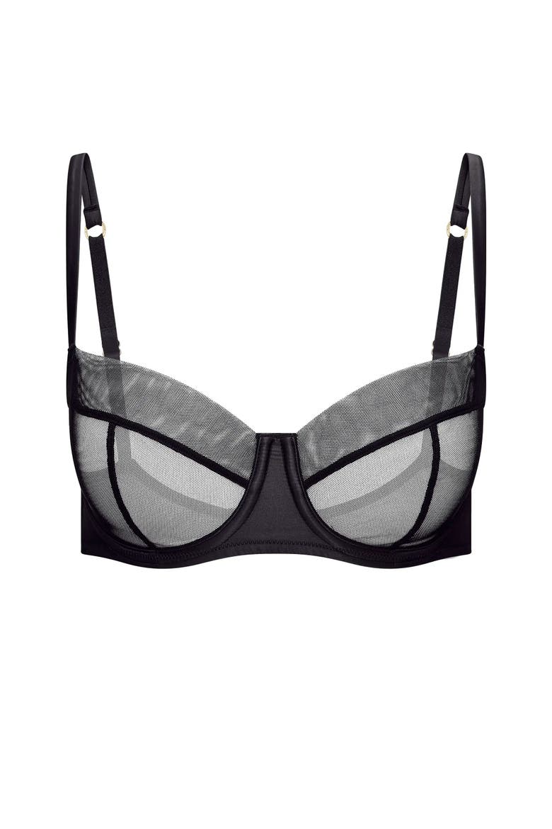 Brittani Unlined Balconette Bra, Alternate, color, Black
