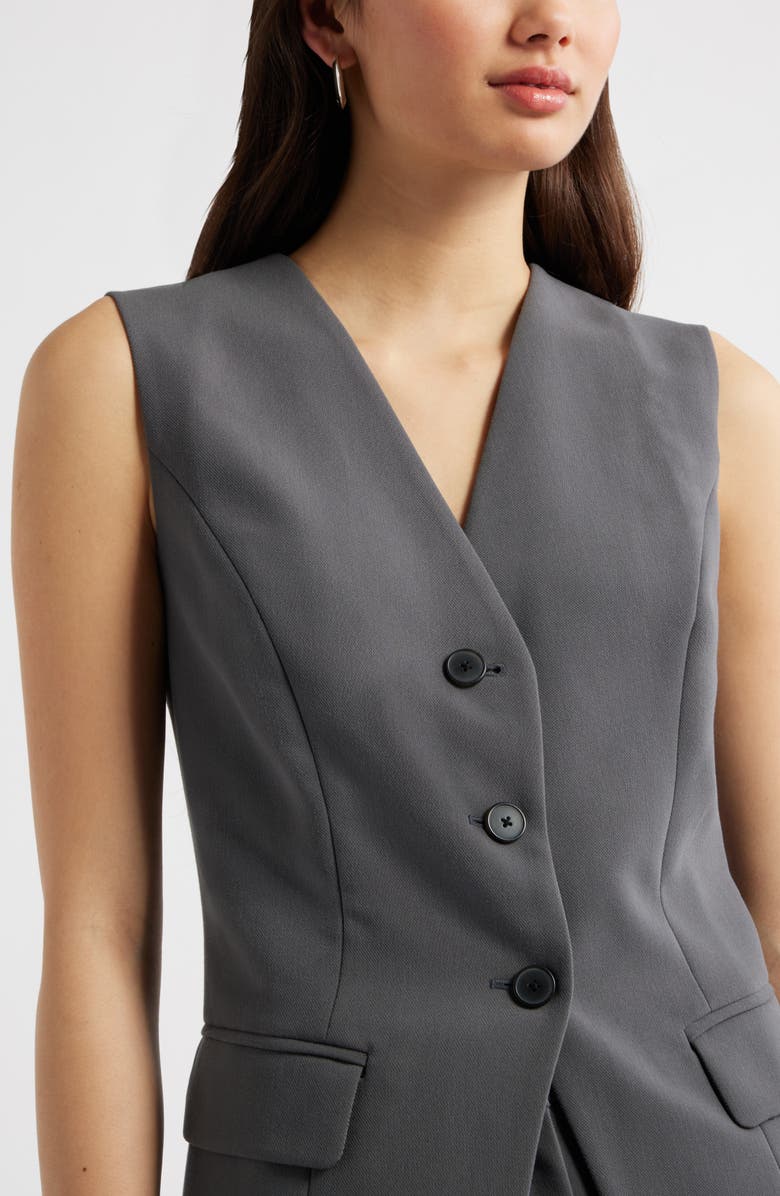 Open Edit The Icon Collarless Vest, Alternate, color, Grey Magnet