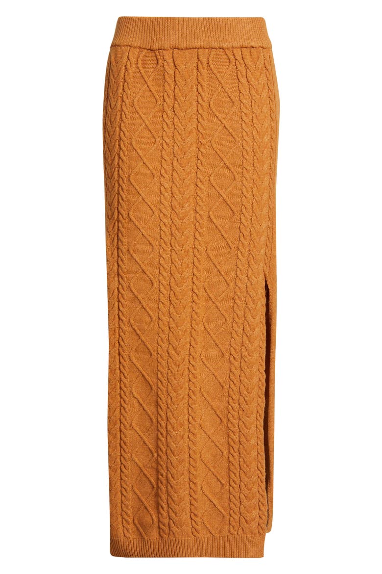 Cable Knit Maxi Sweater Skirt, Alternate, color, COGNAC