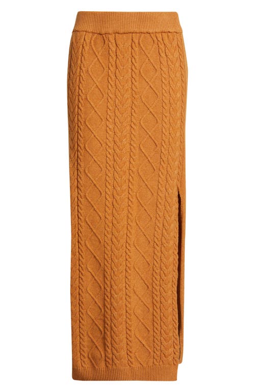 City Blues Cable Knit Maxi Sweater Skirt In Brown