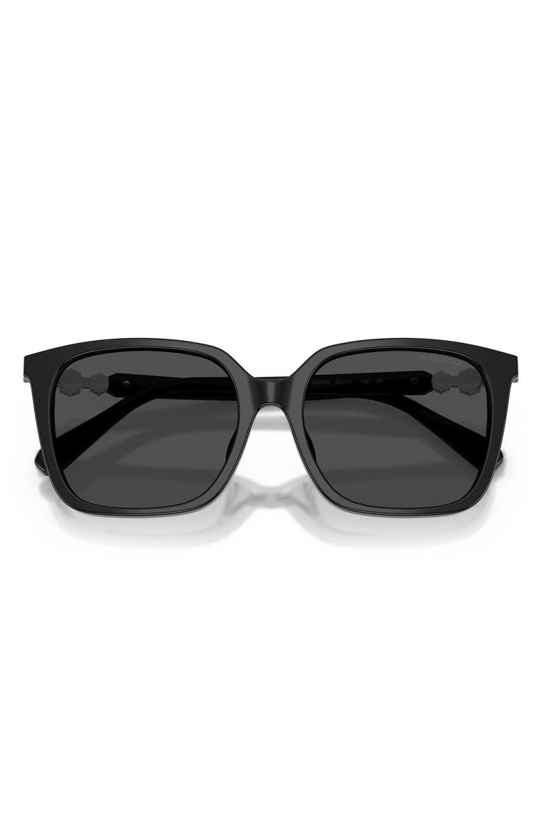 Swarovski 55mm Pillow Sunglasses, Alternate, color, Black / Dark Grey