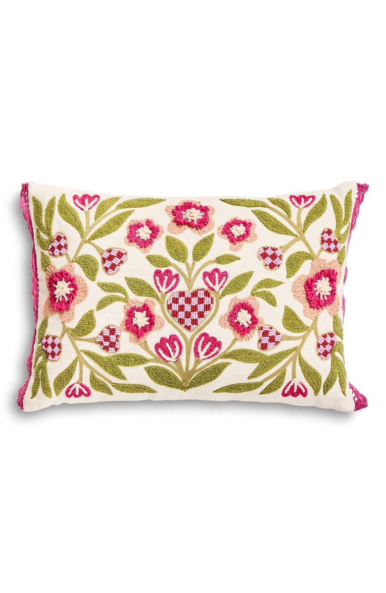 MACKENZIE CHILDS Check Hearts Lumbar Pillow, Main, color, Pink