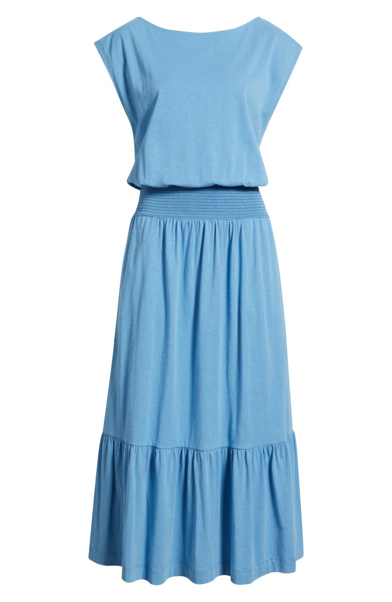 Nation LTD Evonne Smock Waist Pima Cotton Knit Dress, Alternate, color, Seascape