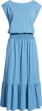 Nation LTD Evonne Smock Waist Pima Cotton Knit Dress