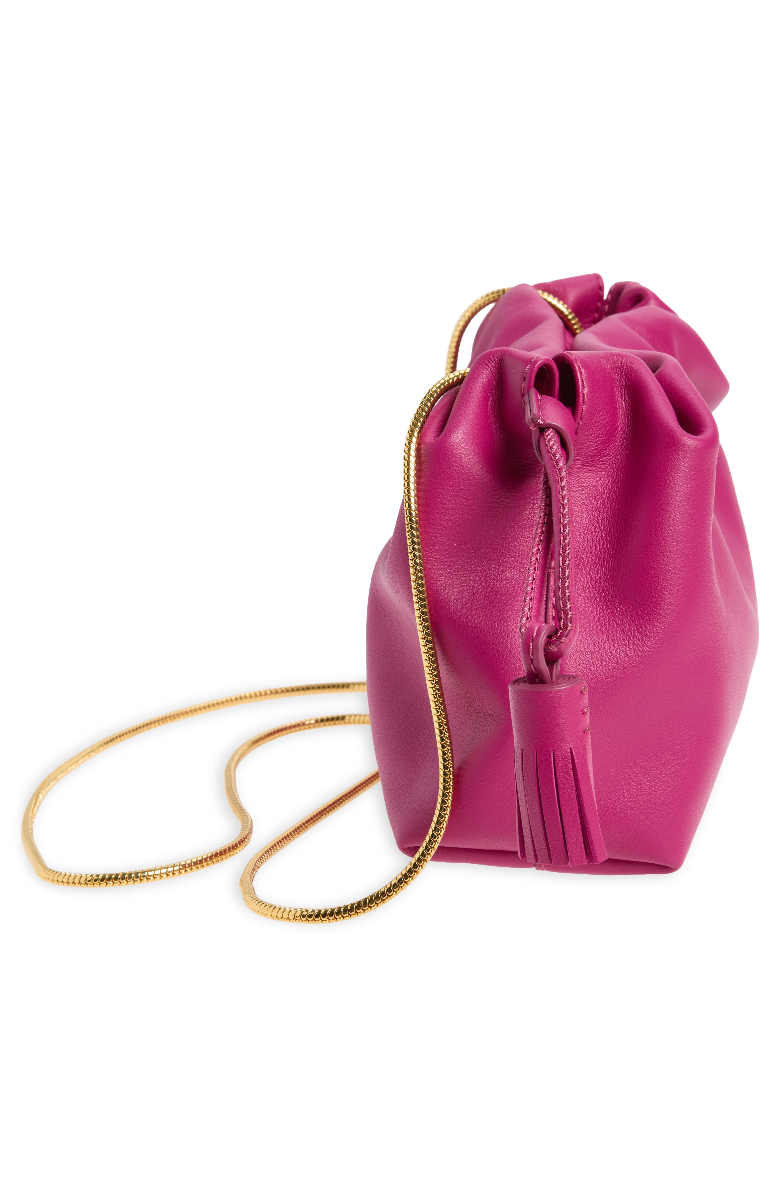 Veronica Beard Small Stash Leather Bag, Alternate, color, Berry