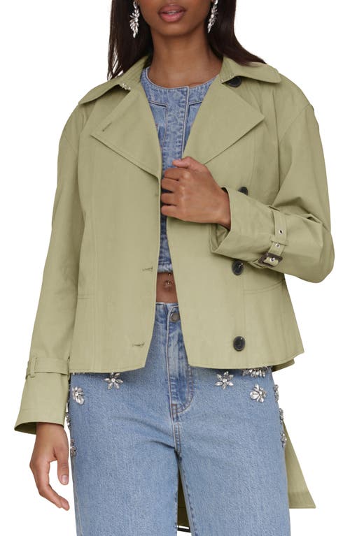Avec Les Filles Cropped Belted Trench Coat In Soft Sage