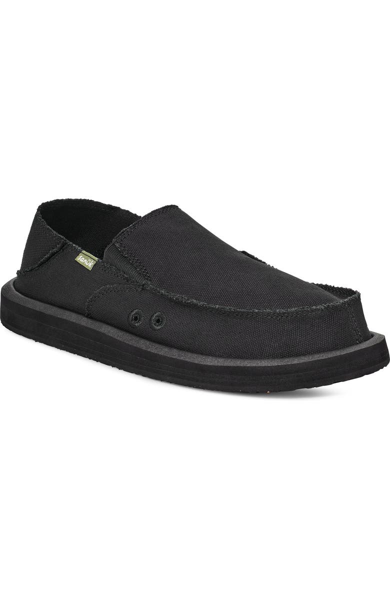 Sanuk Donny Canvas Slip-On, Main, color, Black