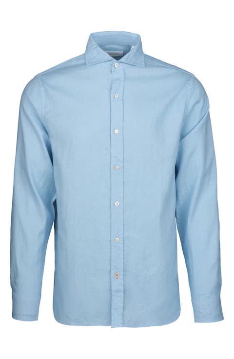 Santorini Stretch Linen & Cotton Button-Up Shirt
