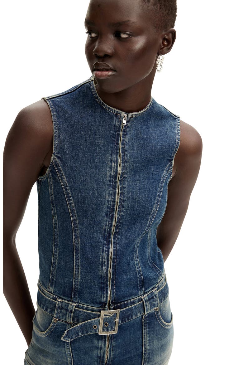 Danas Sleeveless Denim Jumpsuit, Alternate, color, BLUE