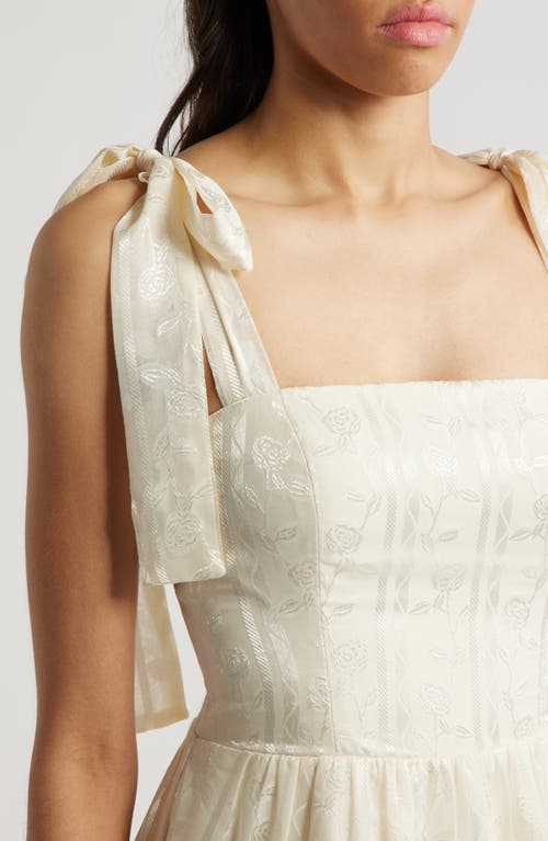 Lulus Andrea Jacquard Maxi Cocktail Dress In Cream