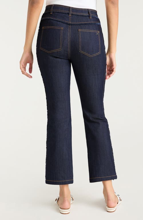 Cinq À Sept Sallie Fringe Trim Flare Crop Jeans In Indigo
