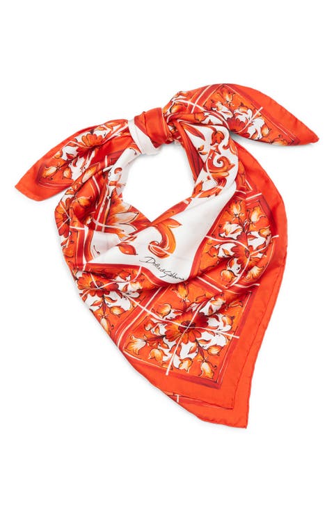 Majolica Print Silk Square Scarf