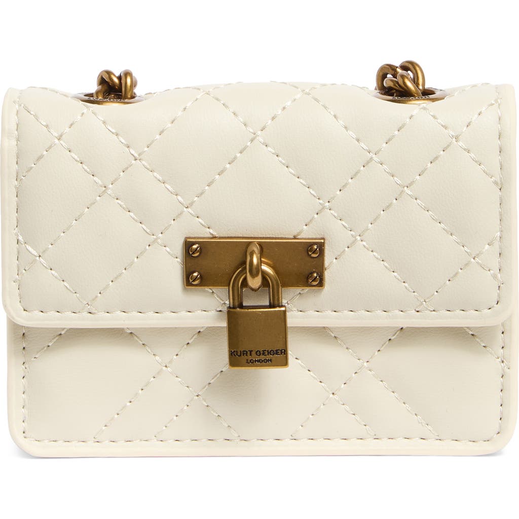 Kurt Geiger London Micro Brixton Quilted Shoulder Bag In Natural