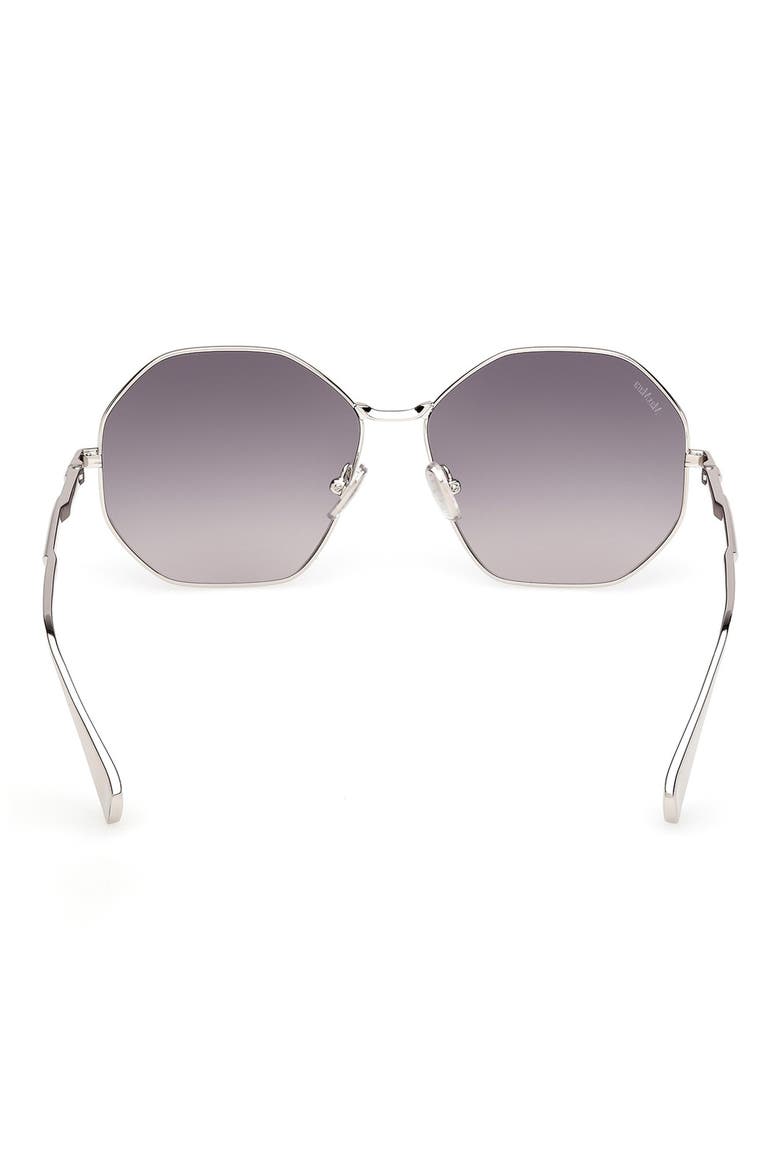 57mm Geometric Sunglasses, Alternate, color, RUTHENIUM / GRADIENT SMOKE