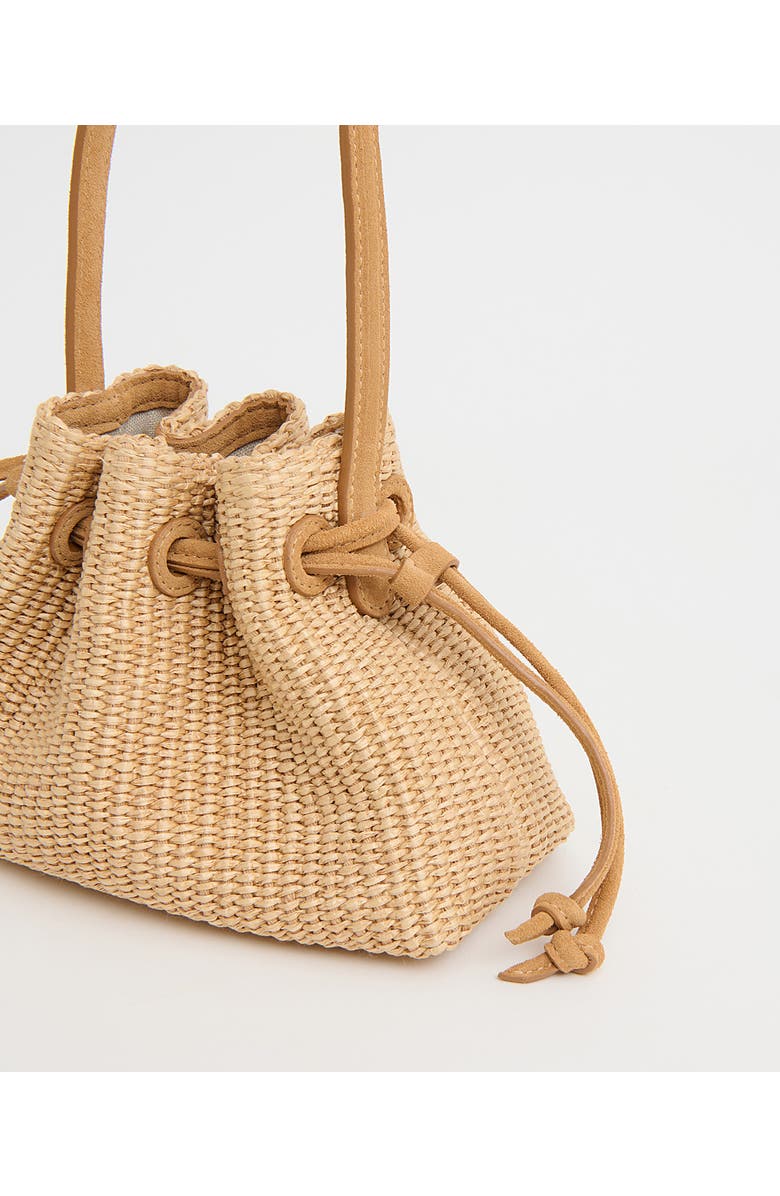 Mansur Gavriel Woven Raffia Drawstring Pouchette, Alternate, color, Natural