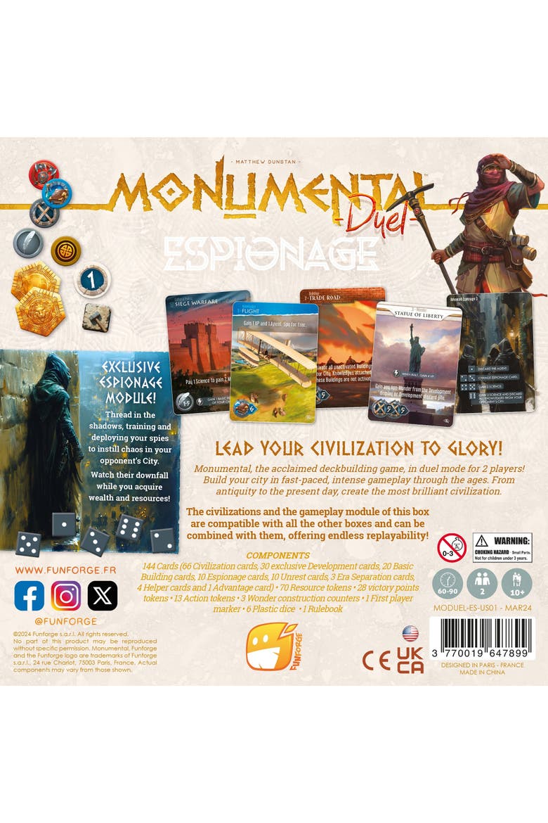 Monumental Duel Espionage Civilization Deckbuilding Board Game,10+, Alternate, color, Multicolored