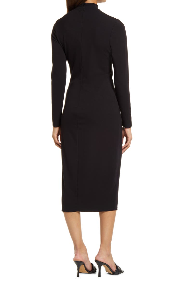 Mock Neck Long Sleeve Dress, Alternate, color, BLACK