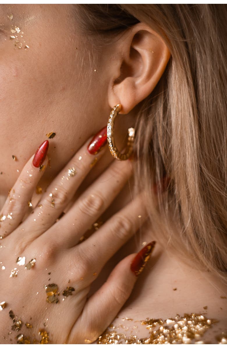 Classicharms Stella Molten Color Cubic Zirconia Hoop Earrings, Alternate, color, Gold/White