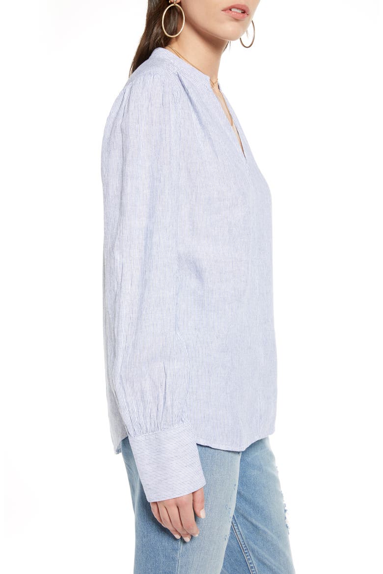 Linen Shirt, Alternate, color, WHITE- BLUE WINONA STRIPE